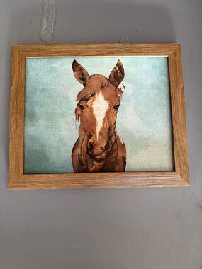 Wood Frame in Light Brown with horse